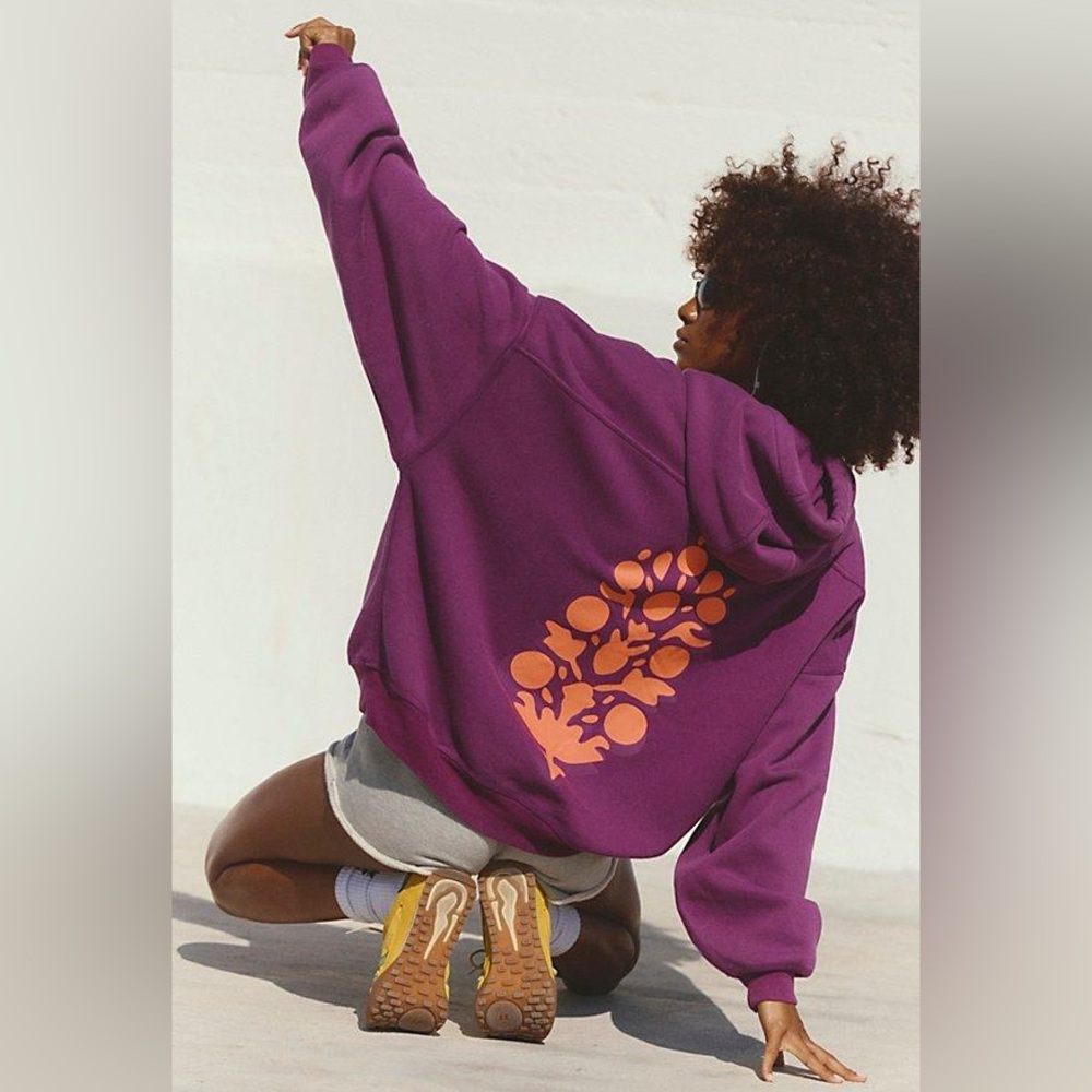 FP MOVEMENT Final Call Buti Logo Hoodie NWT Deep Mulberry